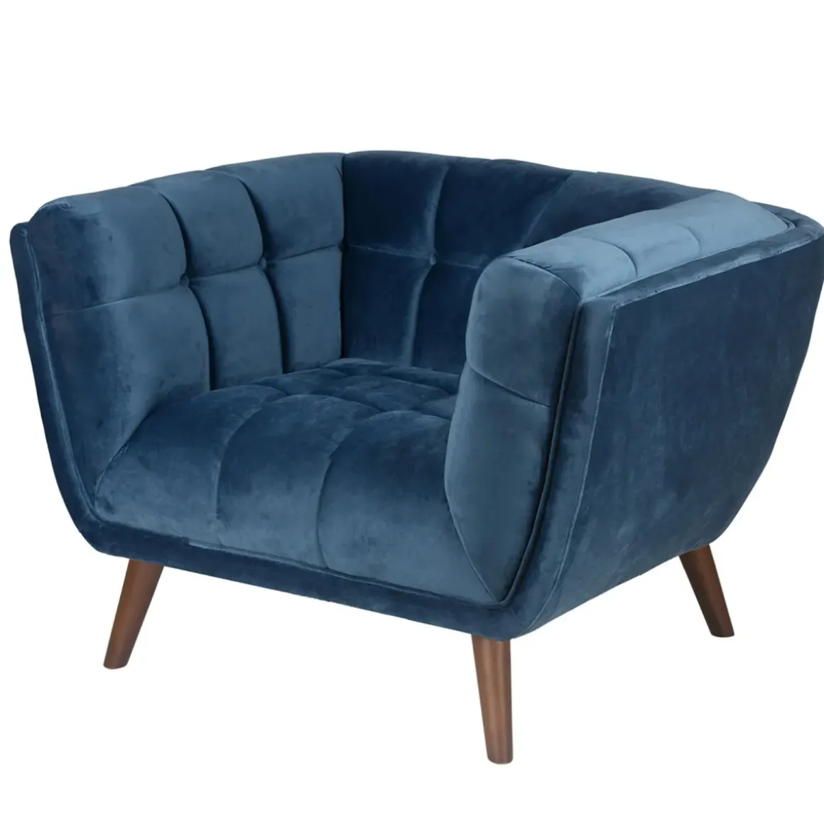 Poltrona in velluto (seduta 45 cm) Rory Blu scuro