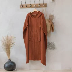 Discount Poncho adulto in garza di cotone L/XL Gaïa Biancheria Bagno|Accappatoio