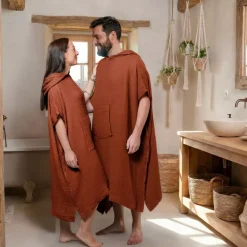 New Poncho adulto in garza di cotone Gaïa Biancheria Bagno|Accappatoio