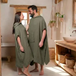 Best Poncho adulto in garza di cotone Gaïa Biancheria Bagno|Accappatoio