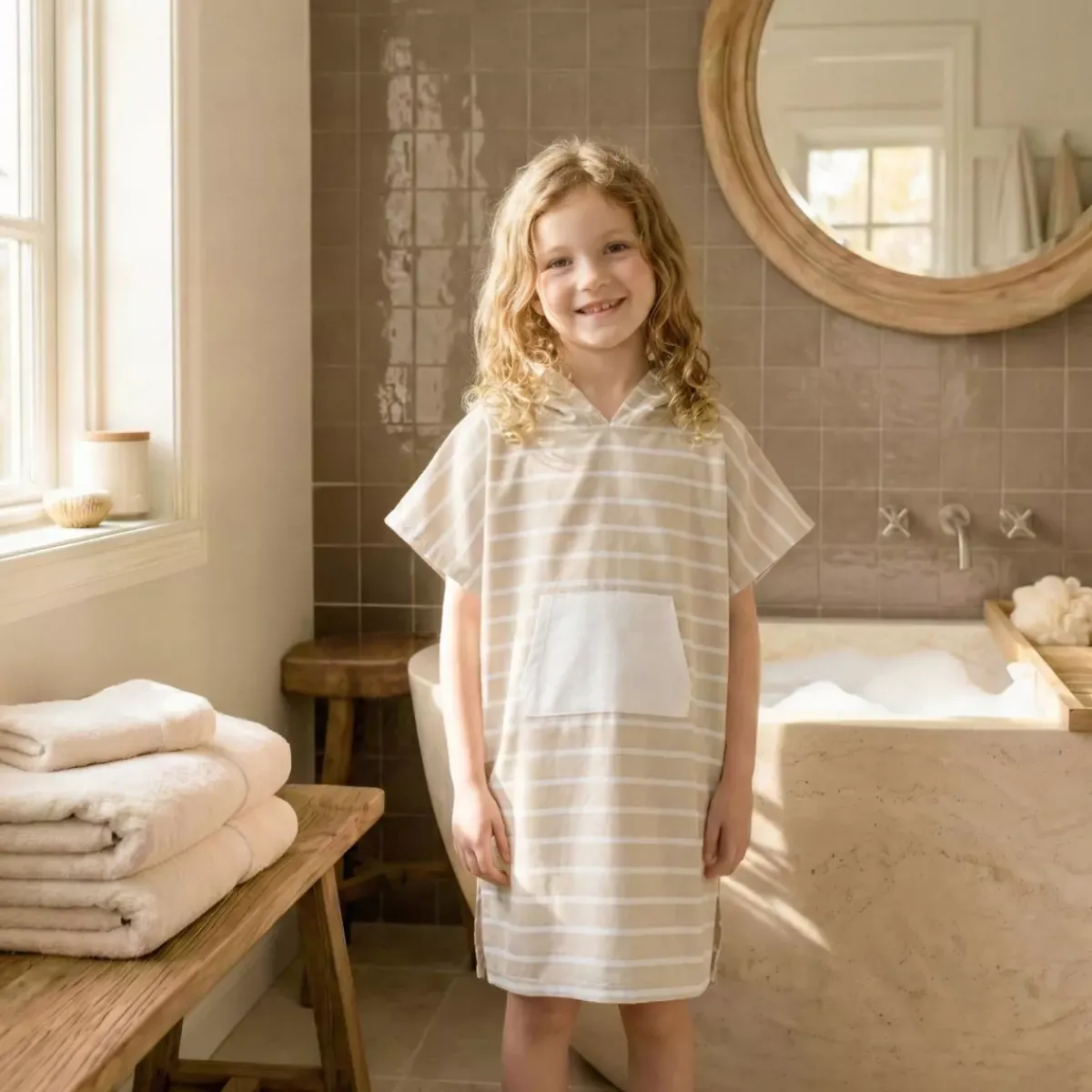 Poncho da bagno per bambini in cotone e spugna Nebbia Tessile Arredo Bimbi|Accappatoio