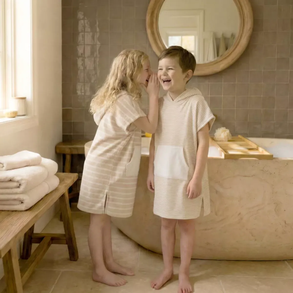 Poncho da bagno per bambini in cotone e spugna Nebbia Tessile Arredo Bimbi|Accappatoio