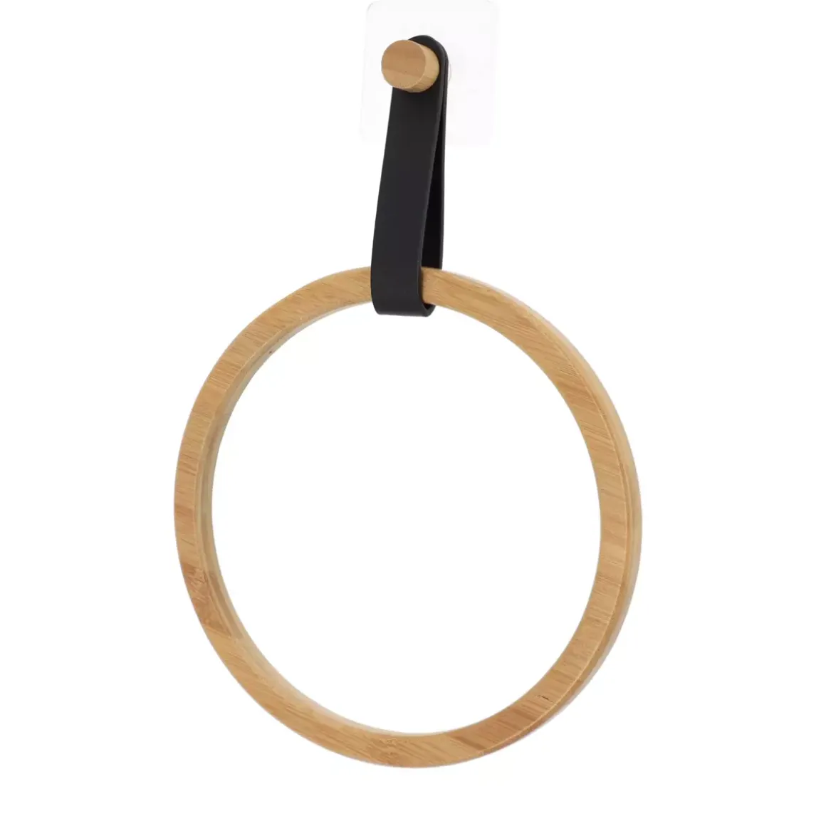 Portasciugamani adesivo arrotondato (D21 cm) Easy Chic Nero
