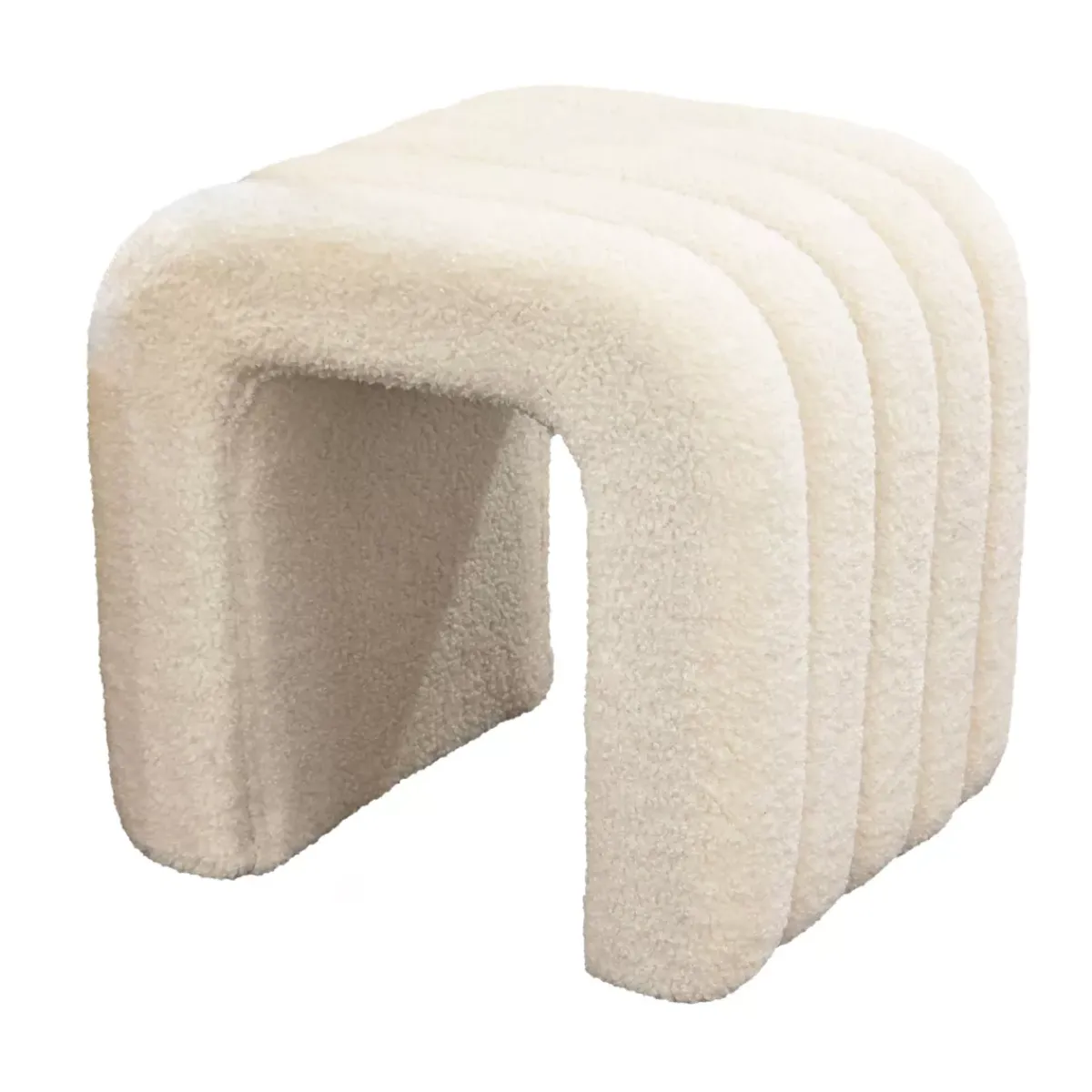 New Pouf bouclé (H45 cm) Voltra Beige Pouf, Sgabelli, Bar|Pouf, Sgabelli