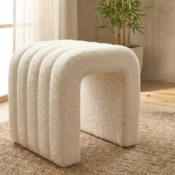 New Pouf bouclé (H45 cm) Voltra Beige Pouf, Sgabelli, Bar|Pouf, Sgabelli