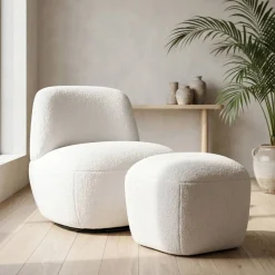 New Pouf in bouclé (H43 cm) Nyxor Pouf, Sgabelli, Bar|Pouf, Sgabelli