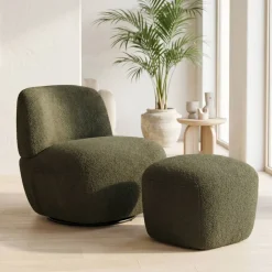 Online Pouf in bouclé (H43 cm) Nyxor scuro Pouf, Sgabelli, Bar|Pouf, Sgabelli