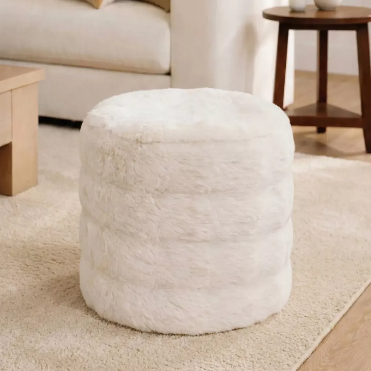 New Pouf in pelliccia sintetica (H40 cm) Ovelo Pouf, Sgabelli, Bar|Pouf, Sgabelli