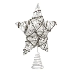 Puntale albero Rattan a paillete Bianco