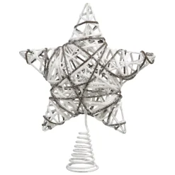Puntale albero Rattan a paillete Bianco