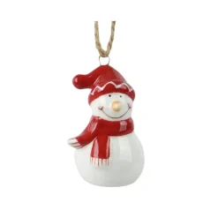 Pupazzo di neve da appendere (H6 cm) Dolomite Rosso e bianco