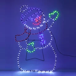 Pupazzo di neve 246 LED (H79 cm) Effetto flash neon Multicolore