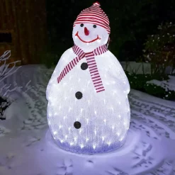 Pupazzo di neve luminoso Cappello Nero Bianco freddo 160 LED
