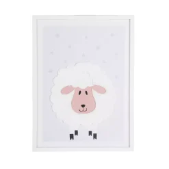 Quadro murale bambini (60 x 40 cm) Pecora Bianco