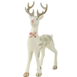 Renna natalizia (H30 cm) Principe del Bosco Bianco e rosa