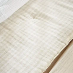 Hot Runner letto in garza di cotone (90 x 200 cm) Gaïa vichy Beige Copriletti, Trapuntine E Runner Letto