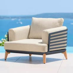 Sale Salotto da giardino alluminio 4 posti 5 pezzi Monte Carlo Grigio antracite e beige Salotto Da Giardino