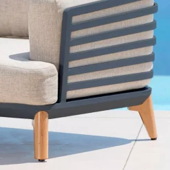 Outlet Salotto da giardino alluminio 4 posti 5 pezzi Monte Carlo Grigio antracite e tortora Salotto Da Giardino