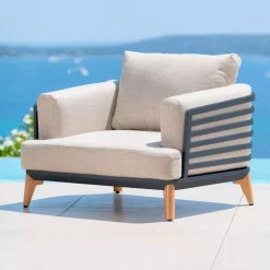 Clearance Salotto da giardino alluminio 5 posti 5 pezzi Monte Carlo Grigio antracite e tortora Salotto Da Giardino