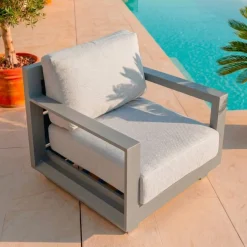 Outlet Salotto da giardino alluminio 5 posti 4 pezzi Elba Grigio antracite e grigio chiaro Salotto Da Giardino