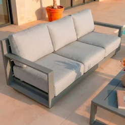 Outlet Salotto da giardino alluminio 5 posti 4 pezzi Elba Grigio antracite e grigio chiaro Salotto Da Giardino