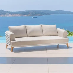 New Salotto da giardino alluminio 8 posti 6 pezzi Monte Carlo Bianco e tortora Salotto Da Giardino