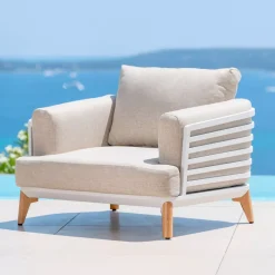 Salotto da giardino alluminio 7 posti 6 pezzi Monte Carlo Bianco e tortora Salotto Da Giardino
