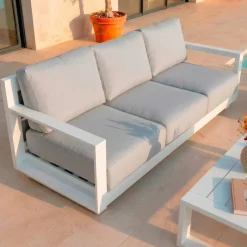 Clearance Salotto da giardino alluminio 5 posti 4 pezzi Elba Bianco e grigio chiaro Salotto Da Giardino