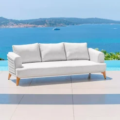 Hot Salotto da giardino alluminio 5 posti 4 pezzi Monte Carlo Bianco e grigio chiaro Salotto Da Giardino