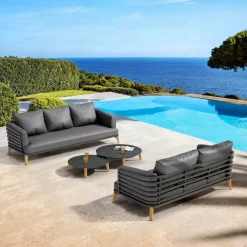 Online Salotto da giardino alluminio 5 posti 4 pezzi Monte Carlo Grigio Salotto Da Giardino