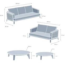Discount Salotto da giardino alluminio 5 posti 4 pezzi Monte Carlo Grigio antracite e beige Salotto Da Giardino