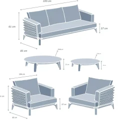 Hot Salotto da giardino alluminio 5 posti 5 pezzi Monte Carlo Bianco e beige Salotto Da Giardino