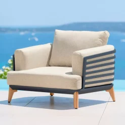 New Salotto da giardino alluminio 5 posti 5 pezzi Monte Carlo Grigio antracite e beige Salotto Da Giardino