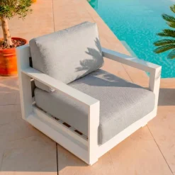 Hot Salotto da giardino alluminio 5 pezzi Elba Bianco e grigio chiaro Salotto Da Giardino