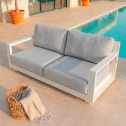 Hot Salotto da giardino alluminio 5 pezzi Elba Bianco e grigio chiaro Salotto Da Giardino