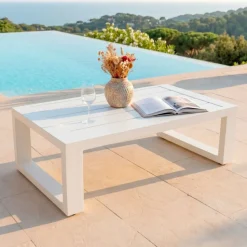 Hot Salotto da giardino alluminio 5 pezzi Elba Bianco e grigio chiaro Salotto Da Giardino