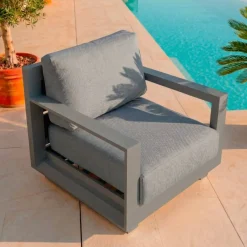 New Salotto da giardino alluminio 5 pezzi Elba Grigio Salotto Da Giardino