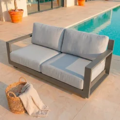 Clearance Salotto da giardino alluminio 5 pezzi Elba Grigio antracite e grigio chiaro Salotto Da Giardino