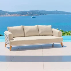 Outlet Salotto da giardino alluminio 7 posti 6 pezzi Monte Carlo Bianco e beige Salotto Da Giardino