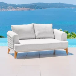 Hot Salotto da giardino alluminio 7 posti 6 pezzi Monte Carlo Bianco e grigio chiaro Salotto Da Giardino