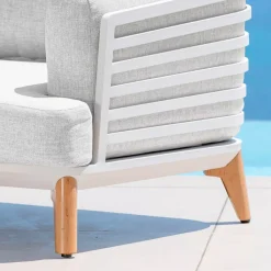 Hot Salotto da giardino alluminio 7 posti 6 pezzi Monte Carlo Bianco e grigio chiaro Salotto Da Giardino