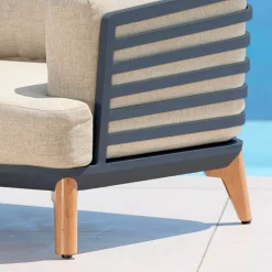 Salotto da giardino alluminio 7 posti 6 pezzi Monte Carlo Grigio antracite e beige Salotto Da Giardino