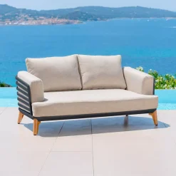 New Salotto da giardino alluminio 7 posti 6 pezzi Monte Carlo Grigio antracite e tortora Salotto Da Giardino