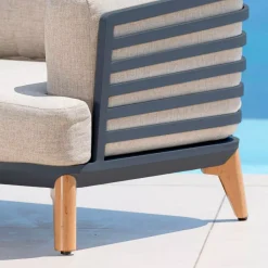 New Salotto da giardino alluminio 7 posti 6 pezzi Monte Carlo Grigio antracite e tortora Salotto Da Giardino