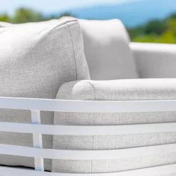 Hot Salotto da giardino alluminio 8 posti 6 pezzi Monte Carlo Bianco e grigio chiaro Salotto Da Giardino