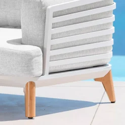 Hot Salotto da giardino alluminio 8 posti 6 pezzi Monte Carlo Bianco e grigio chiaro Salotto Da Giardino