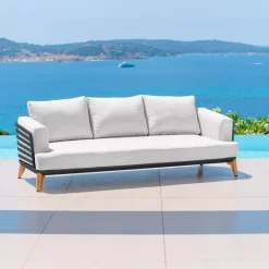 Clearance Salotto da giardino alluminio 8 posti 6 pezzi Monte Carlo Grigio antracite e grigio chiaro Salotto Da Giardino