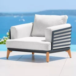 Clearance Salotto da giardino alluminio 8 posti 6 pezzi Monte Carlo Grigio antracite e grigio chiaro Salotto Da Giardino