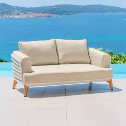 Salotto da giardino alluminio 12 pezzi Monte Carlo Bianco e beige Salotto Da Giardino