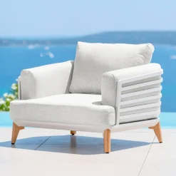 Outlet Salotto da giardino alluminio 12 pezzi Monte Carlo Bianco e grigio chiaro Salotto Da Giardino